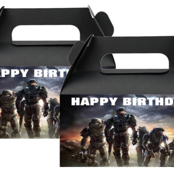 Video Game Theme Birthday Party Favor Boxes, Happy Birthday Design, Black - Picture 3 of 4